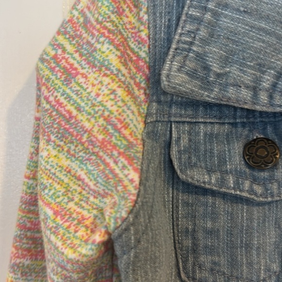 Nanette kids little girls denim jean jacket with patches rainbow hearts size 4 - Picture 2 of 8